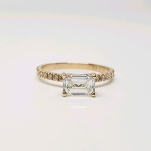 1.01 Ct East-West Emerald Lab Grown Diamond Ring